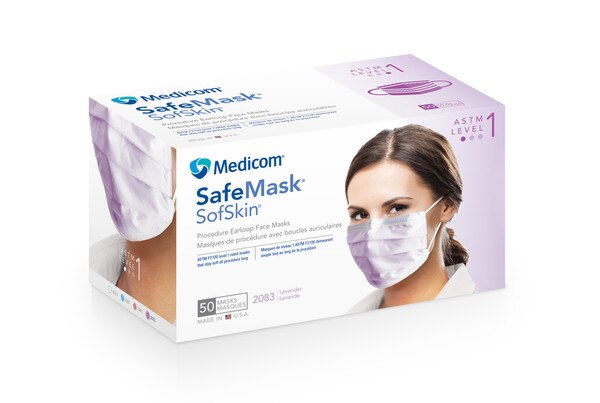 Safe-Mask Earloop Sofskin Lavender 50/Bx ASTM 1