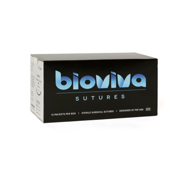 BioViva Sutures Silk Black Braided 3/0 18" 24mm 12/Pk