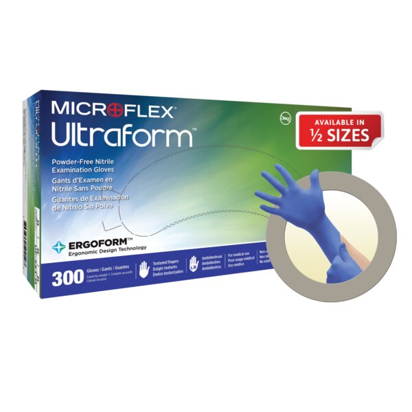 Ultraform Cobalt Blue Nitrile Gloves Small/Med 300/Box