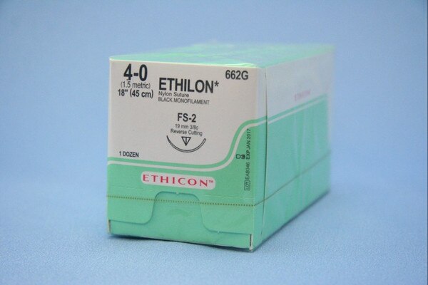 Suture Nylon FS2 4/0 18" 12/Bx