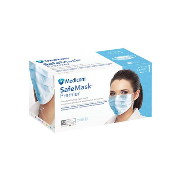 Safe-Mask Earloop Blue 50/Bx ASTM 1