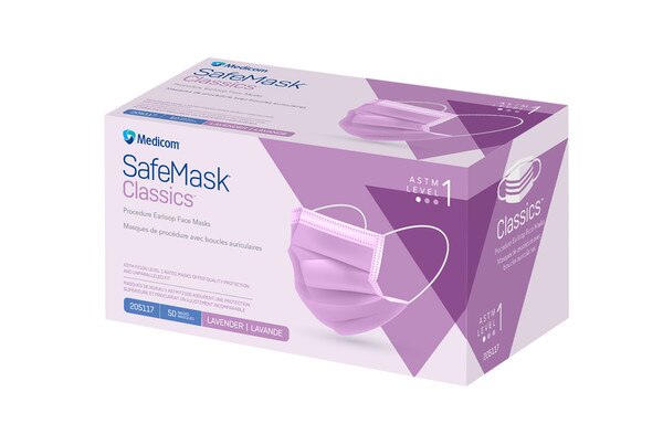 SafeMask Classics Earloop Masks L1 50/Box Lavender