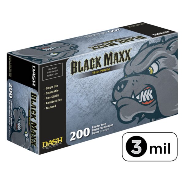 Black Maxx Thin Nitrile Gloves 200/Bx X-Large