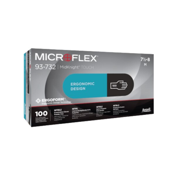 MICROFLEX MidKnight Touch Nitrile Gloves Black 100/Pk Large