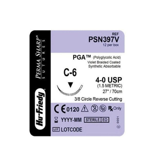 Perma Sharp Suture PGA C-6 4-0 27" 12/Bx