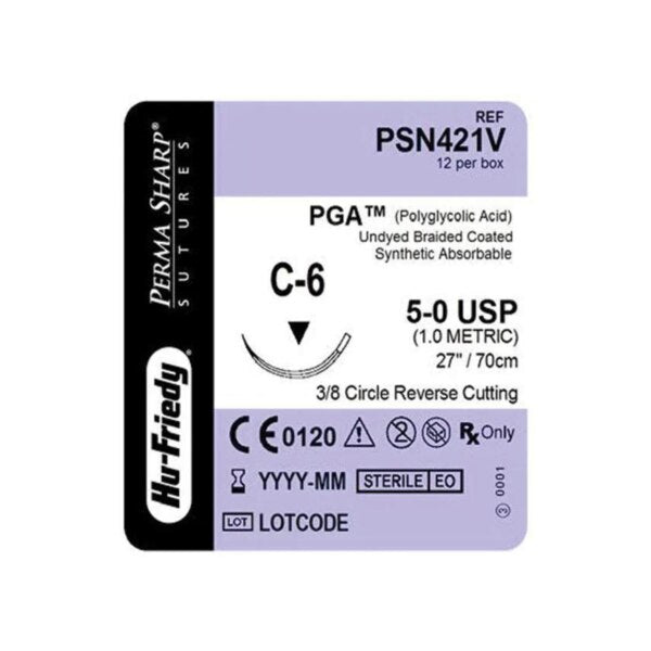 Perma Sharp Suture PGA Undyed Braided C-6 5-0 27" 12/Pk