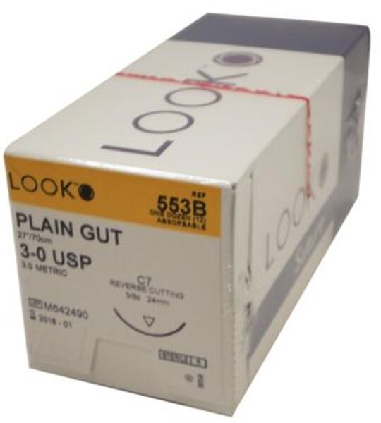 Suture Plain Gut C-7 3/0 27" 12/Bx