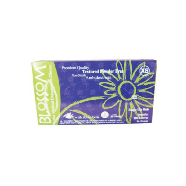 Blossom Latex PF Gloves with Aloe Vera Small 100/Bx