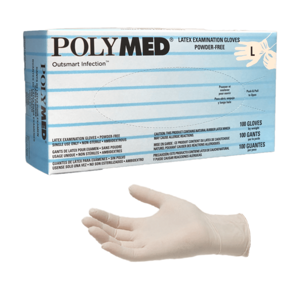 Polymed Latex PF Gloves 100/Bx M