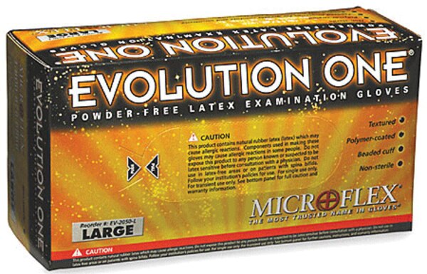 Evolution One PF Latex Glove Large 100/Bx