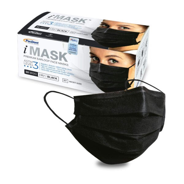 iMask Earloop Face Mask Level-3 50/Pk Black