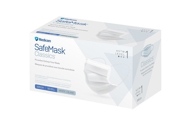 SafeMask Classics Earloop Masks L1 50/Box White