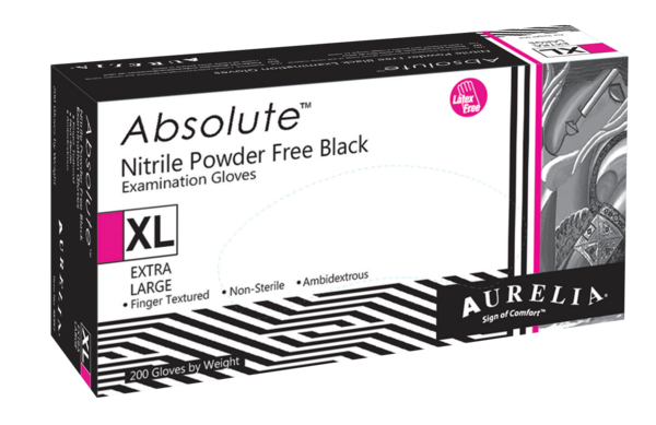 Aurelia Absolute Black Nitrile Gloves X-Small 200/Box