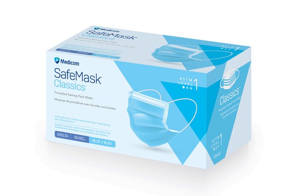 SafeMask Classics Earloop Masks L1 50/Box Blue