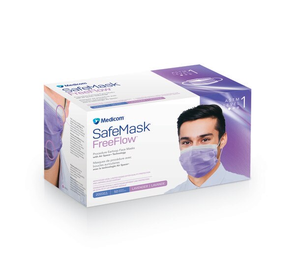 SafeMask FreeFlow Level-1 Masks 50/Bx Lavender