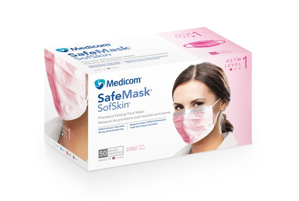 Safe-Mask Earloop Sofskin Pink 50/Bx ASTM 1