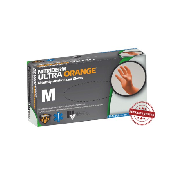 NitriDerm Ultra Orange Nitrile Gloves 100/Box Small