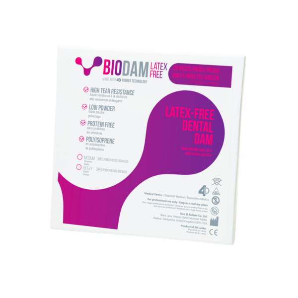 Biodam Polyisoprene 6x6 Violet 20/Pk Medium