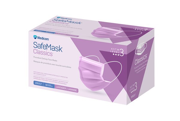 SafeMask Classics Earloop Masks L3 50/Box Lavender