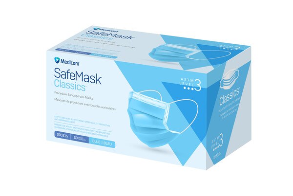 SafeMask Classics Earloop Masks L3 50/Box Blue