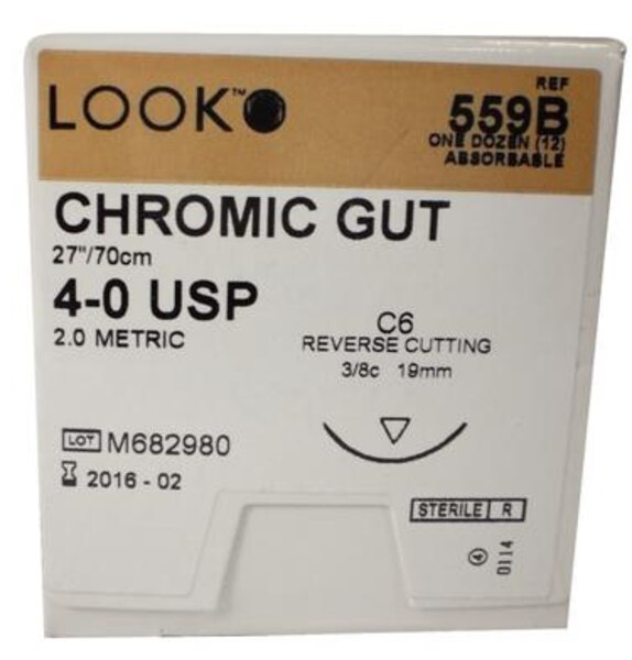 Suture 4-0 Chromic Gut C-20 1/2 30" 12/Bx