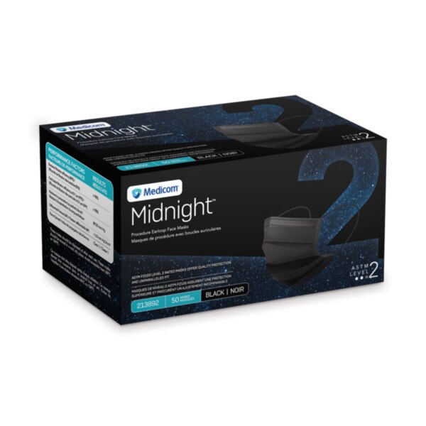 Midnight Earloop Face Masks L2 50/Pk