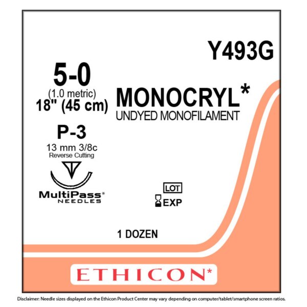 Suture Monocryl P3 5/0 18'' 12/Bx