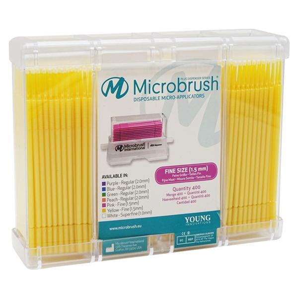 Microbrush Plus Dispenser Fine Yellow 400/Pk