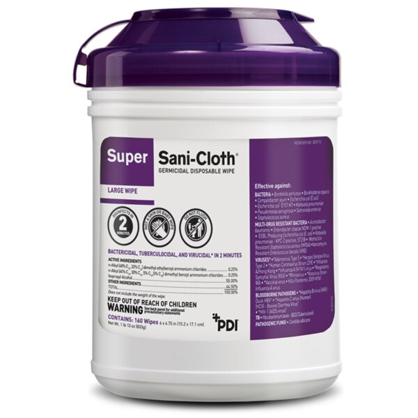 Super Sani-Cloth Germicidal Wipes 5"x8" 50/Box x 10/Cs