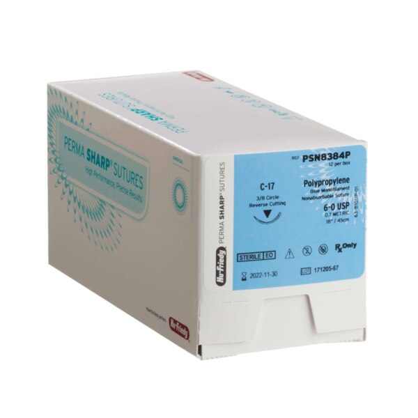 Perma Sharp Suture 7-0 Polypropylene Blue 18 C-1 Premium 12/Box