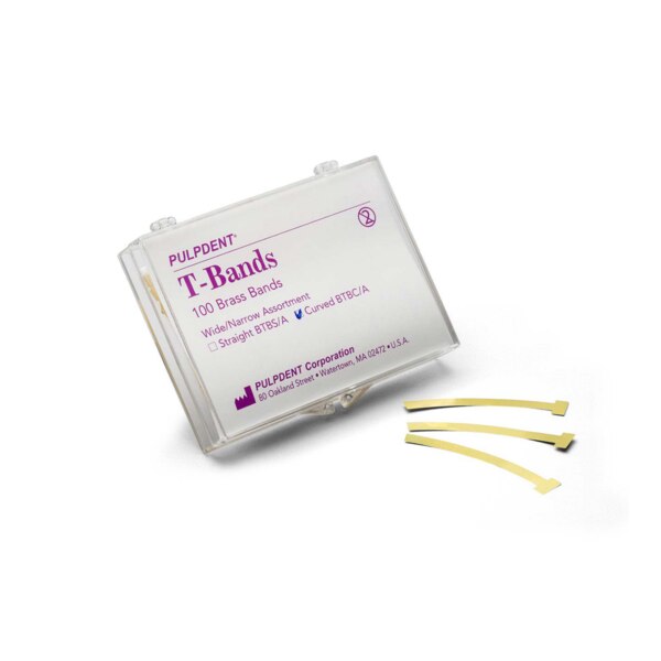 T-Bands Brass Curved Assorted 100/Box