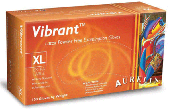 Aurelia Vibrant PF Chlorn Latex Gloves X-Large 100/Bx