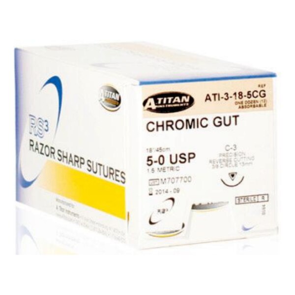 Suture Chromic Gut 5-0 C-3 18" 12/Box