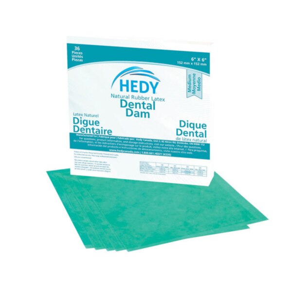 Hedy Dental Dams Latex 6x6 Medium-Green 36/Bx