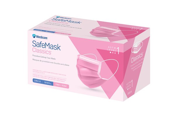 SafeMask Classics Earloop Masks L1 50/Box Pink