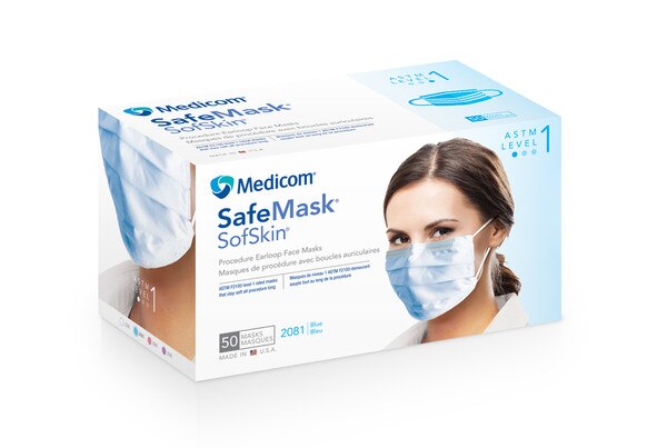 Safe-Mask Earloop Sofskin Blue 50/Bx ASTM 1