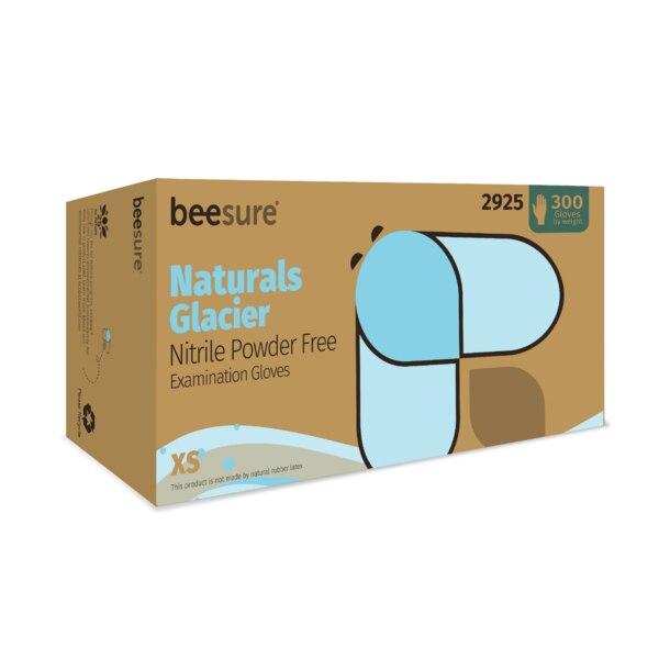 BeeSure Glacier Blue Nitrile Gloves X-Small 300/Box