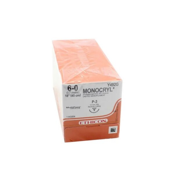 Suture Monocryl Undyed P3 6/0 18" 12/Bx