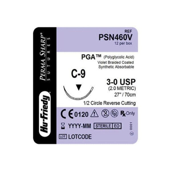 Perma Sharp Suture PGA Violet-Dyed Braided C-9 3-0 27" 12/Bx