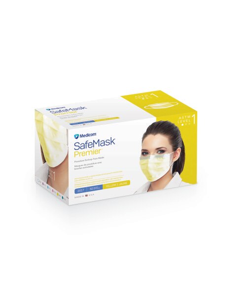 Safe-Mask Earloop Yellow 50/Bx ASTM 1