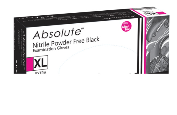 Aurelia Absolute Black Nitrile Gloves Medium 200/Box