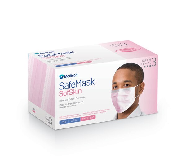 SafeMask SofSkin Level-3 Masks 50/Bx Pink