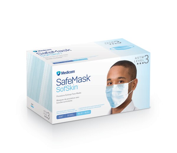 SafeMask SofSkin Level-3 Masks 50/Bx Blue