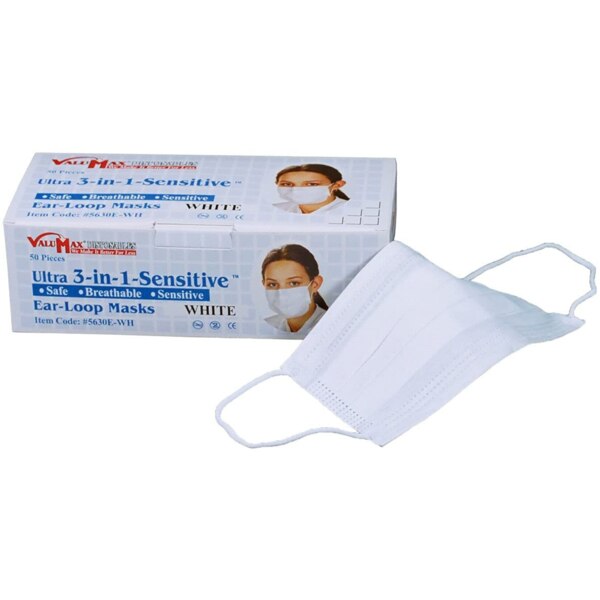 Earloop Masks 50/Bx White