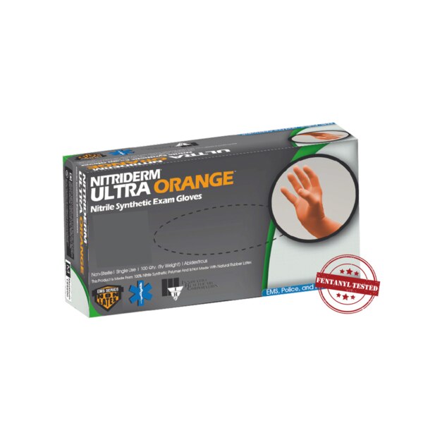 NitriDerm Ultra Orange Nitrile Gloves 100/Box Large