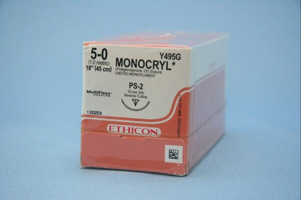 Suture Monocryl PS2 5/0 18'' 12/Bx