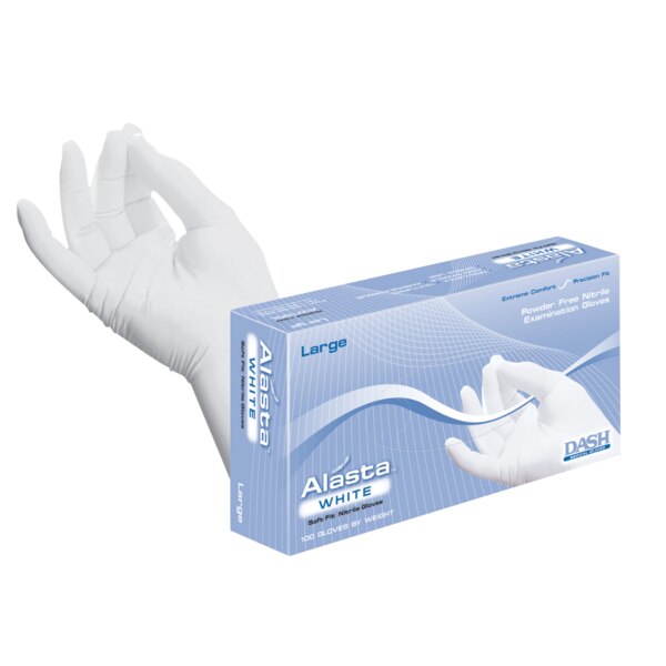 Alasta White PF Nitrile Glove XS 100/Bx