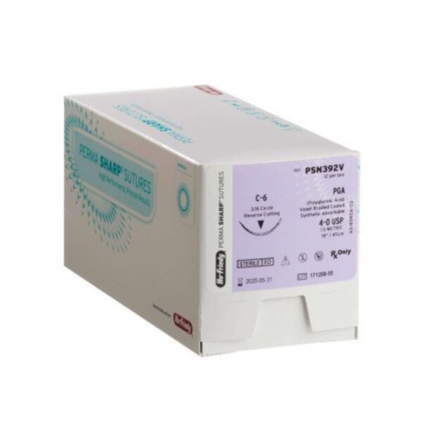 Perma Sharp Suture 4-0 PGA Violet 18 C-22 3/8 Circle 12/Box