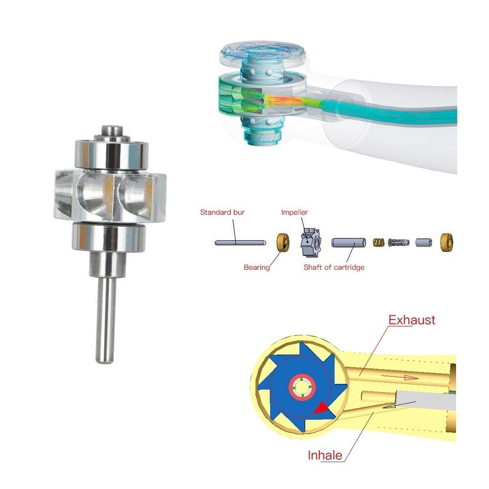 Dental Accessories TURBO (Dental Highspeed Handpiece, 4-Hole, Single Piece, with Light)